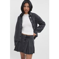 boohoo Women's Pleated Denim Skirt in Grey | Size: 16 | Boohoo.com (UK & IE)