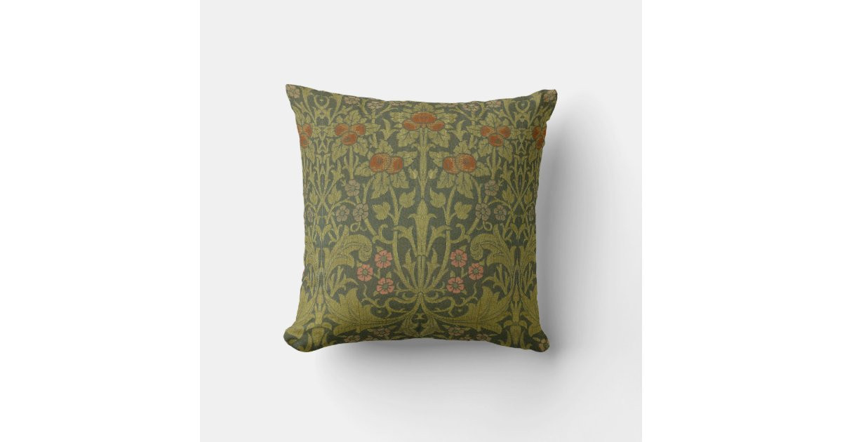 Vintage Arts & Crafts Style Apple Pattern Fabric Throw Pillow | Zazzle | Zazzle