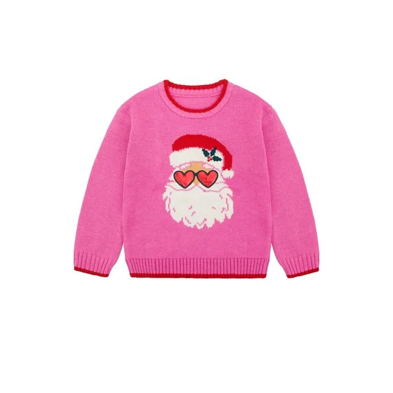 Holiday Time Toddler Girls Santa Christmas Sweater, Sizes 12M-5T | Walmart (US)