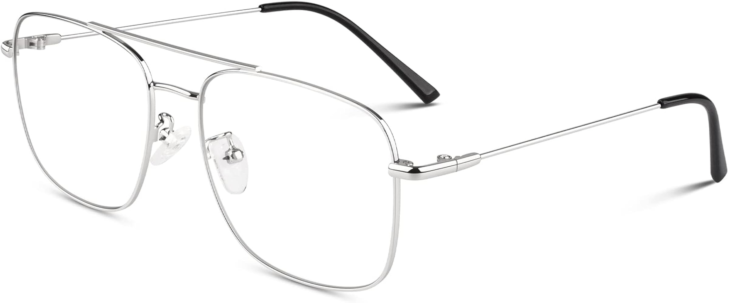 LINVO Fake Glasses Pilot Style Classic Retro Fashion Metal Eyeglasses Non Prescription Clear Lens... | Amazon (UK)