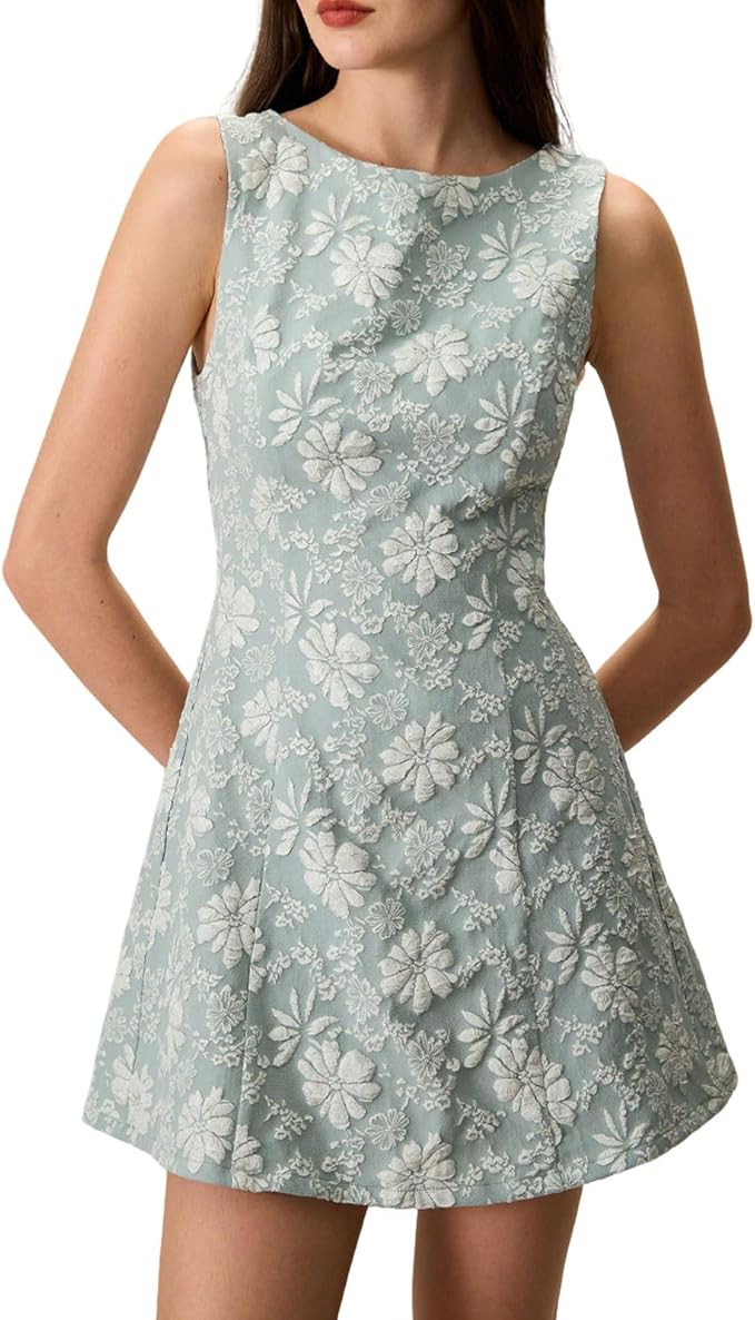 RIHOAS Coffee Round Neck Sleeveless Mini Dress - Women's Fall Formal Cocktail & Wedding Guest Hom... | Amazon (US)