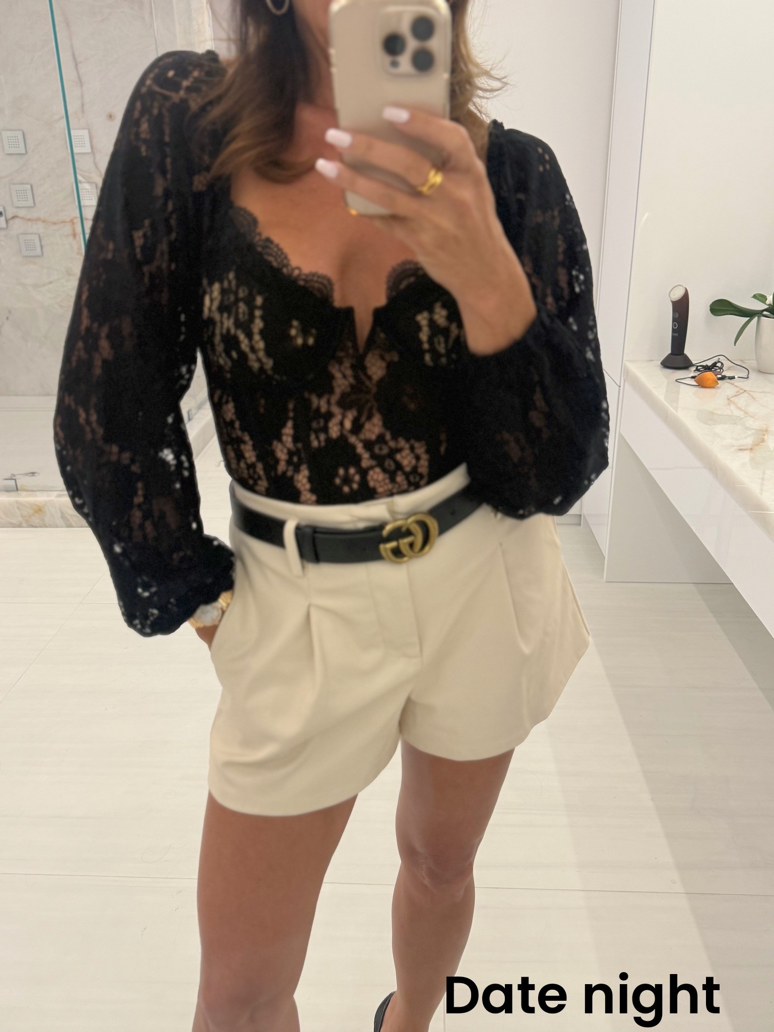 Simple date night outfit. Plus the vegan leather shorts can be worn  day to night and totally worth it.

#LTKStyleTip #LTKOver40 #LTKFindsUnder50