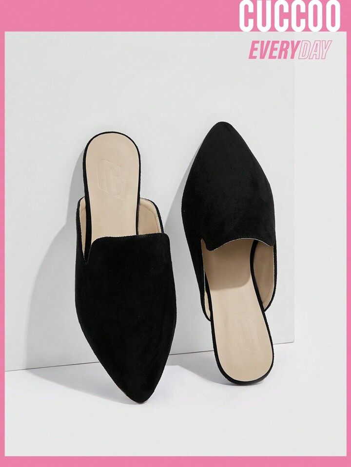 Cuccoo Everyday Collection Woman Shoes Minimalist Point Toe Comfrontable Home Flats, Elegant Blac... | SHEIN