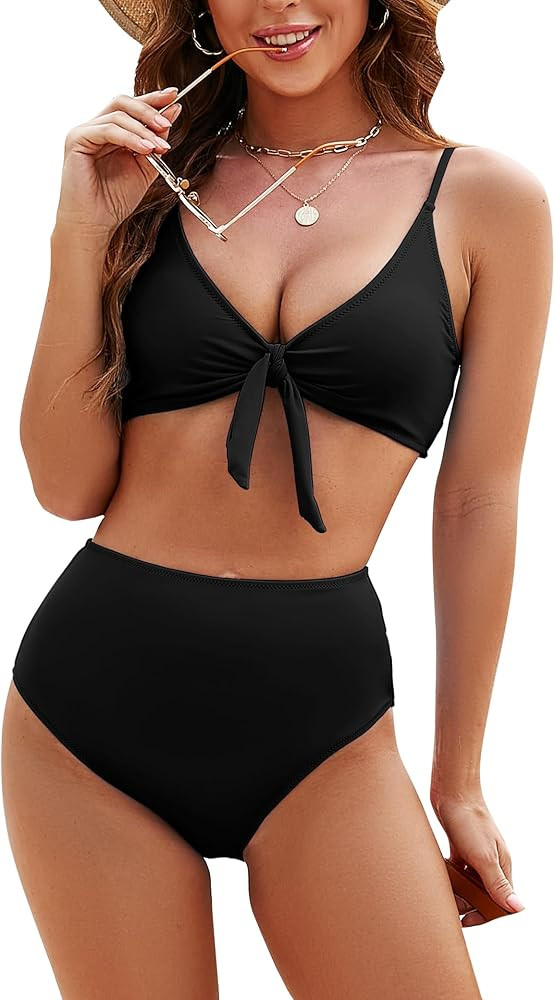 Honlyps High Waisted Bikini Sets for Women Tummy Control 2 Piece Swimsuit Cheeky Coverage Bathing... | Amazon (US)
