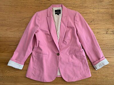 J. Crew Women sz 10 Bi-Stretch PARKE Blazer One Button Long Sleeve Pink | eBay US