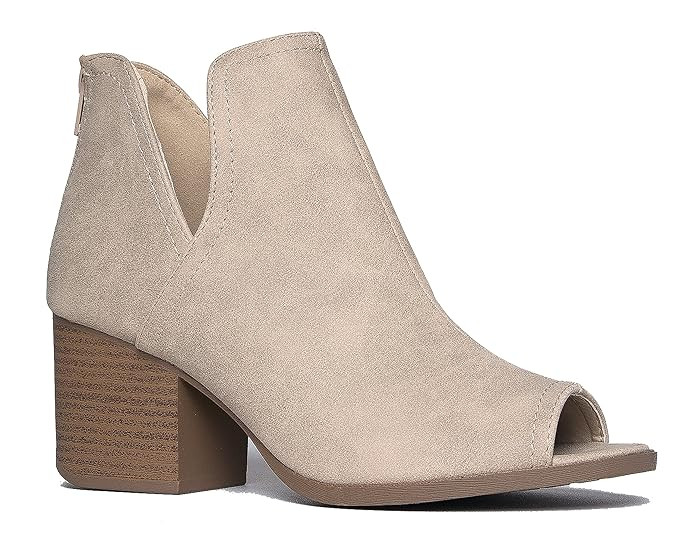 J. Adams Tabs Western Boots - Cut Out Peep Toe Stacked Low Heel Ankle Bootie | Amazon (US)