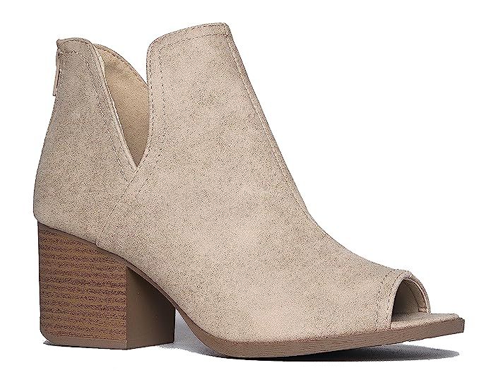 J. Adams Tabs Western Boots - Cut Out Peep Toe Stacked Low Heel Ankle Bootie | Amazon (US)