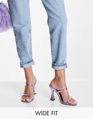 ASOS DESIGN Wide Fit Nasia heeled mules in lilac | ASOS (Global)