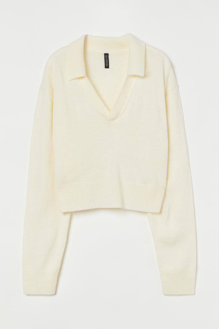 Collared Sweater - Natural white - Ladies | H&M AU | H&M (AU)
