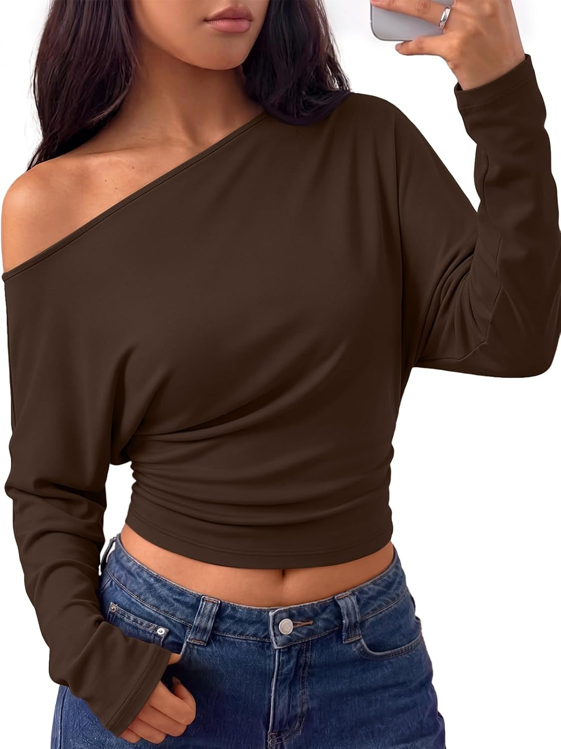 Trendy Queen Off the Shoulder Tops for Women Cinched Waist Shirts 2026 Fall | Amazon (US)