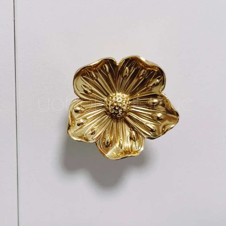Flower Knob Solid Brass Knob Cherry Blossom Cabinet Pulls Drawer Knob Dresser Pull Knobs Handles ... | Etsy (US)