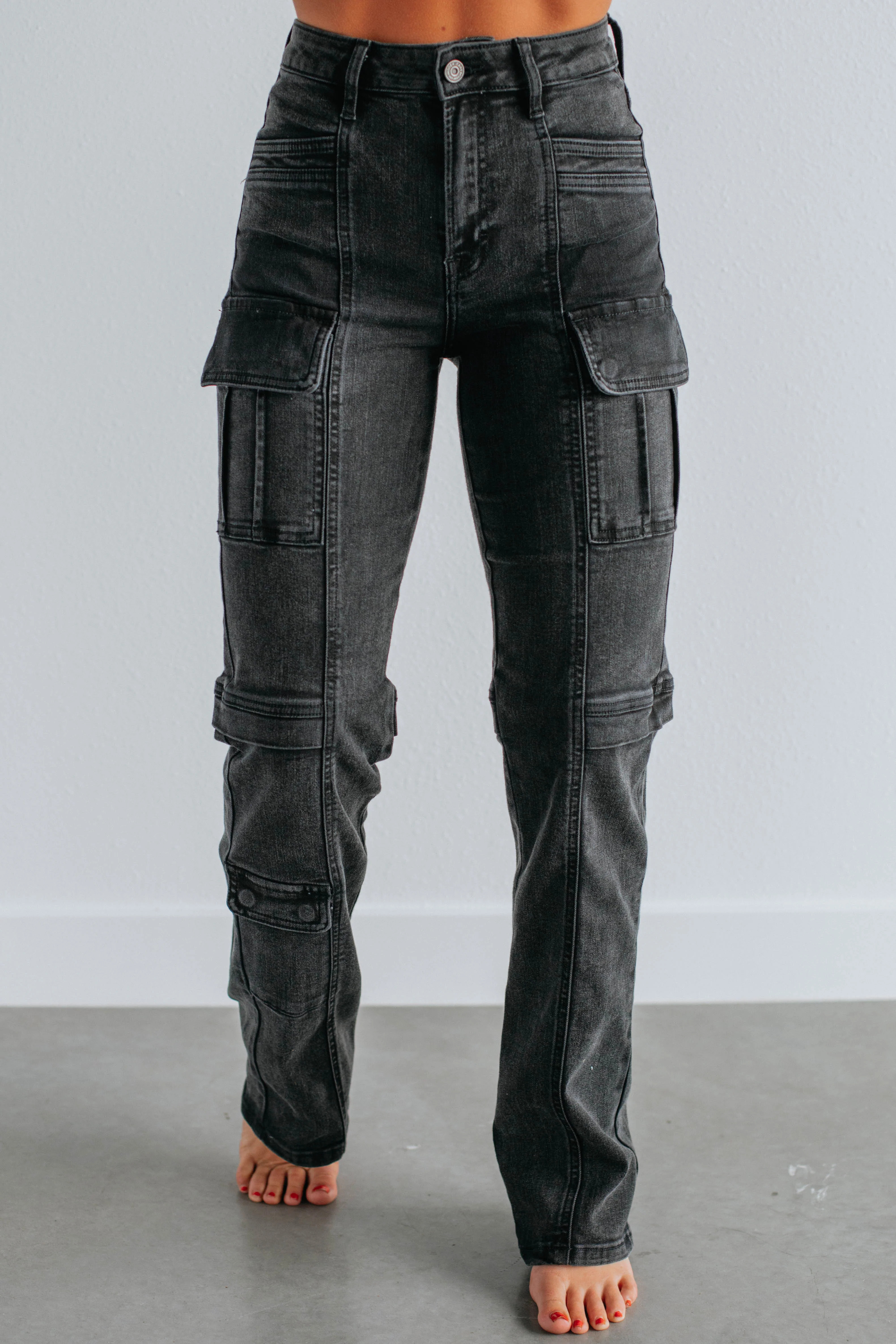 Tracey Hidden Cargo Jeans - Vintage Black 29 / 32" | Wild Oak Boutique