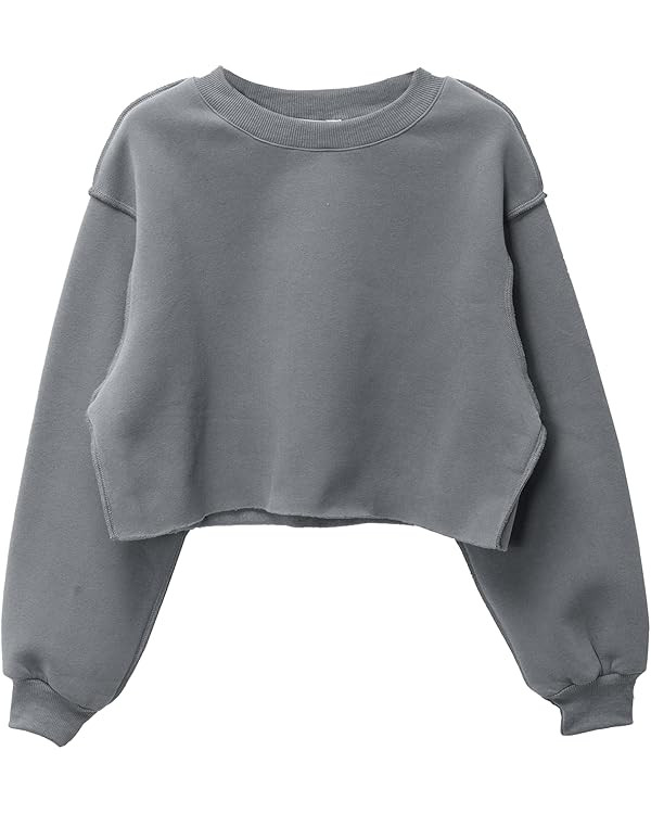 Amazhiyu Women Cropped Sweatshirt Long Sleeves Pullover Fleece Crop Tops | Amazon (US)