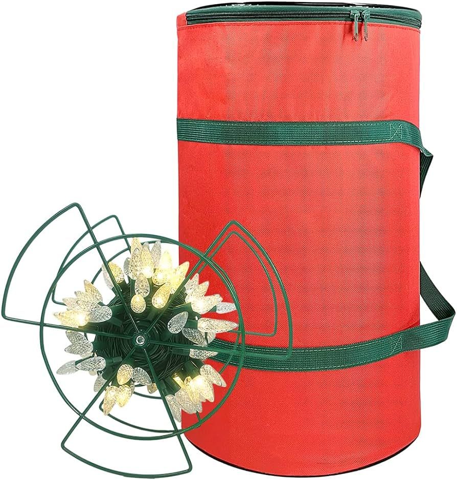 Sattiyrch Christmas Light Storage Bag - with 4 Metal Reels to Store A Lot of Holiday Christmas Li... | Amazon (US)