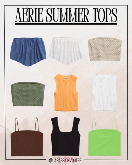Beat the heat with Aerie's summer tops now 30-50% off! From flirty tanks to breezy blouses, find your perfect style at unbeatable prices. Upgrade your summer wardrobe with the latest trends and stay cool in the hottest days. Don't miss out, shop now and save big!"m

#LTKSeasonal #LTKfindsunder50 #LTKsalealert