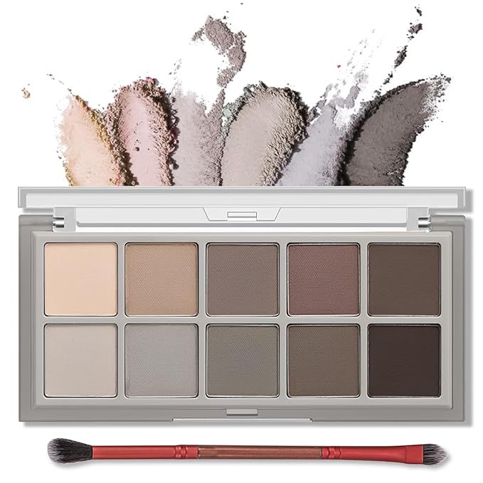 Erinde 10 Colors Eyeshadow Palette, Matte Taupe Gray Eye Shadow Makeup, Ultra-Blendable, Pigmente... | Amazon (US)