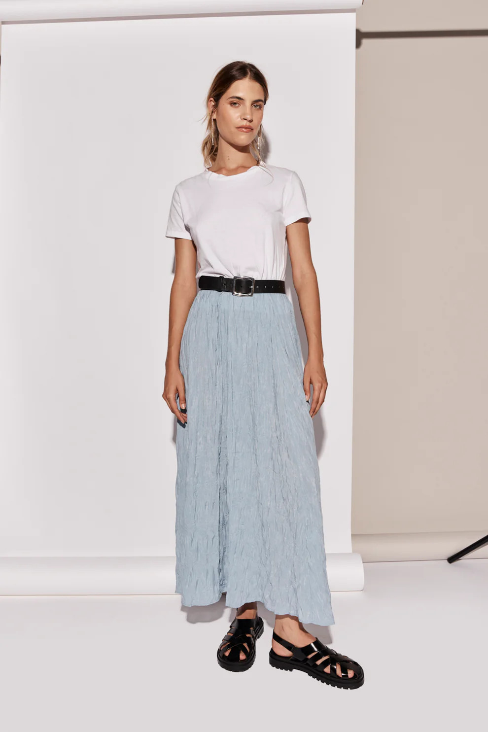 Solara Midi Skirt Sky | VRG Grl