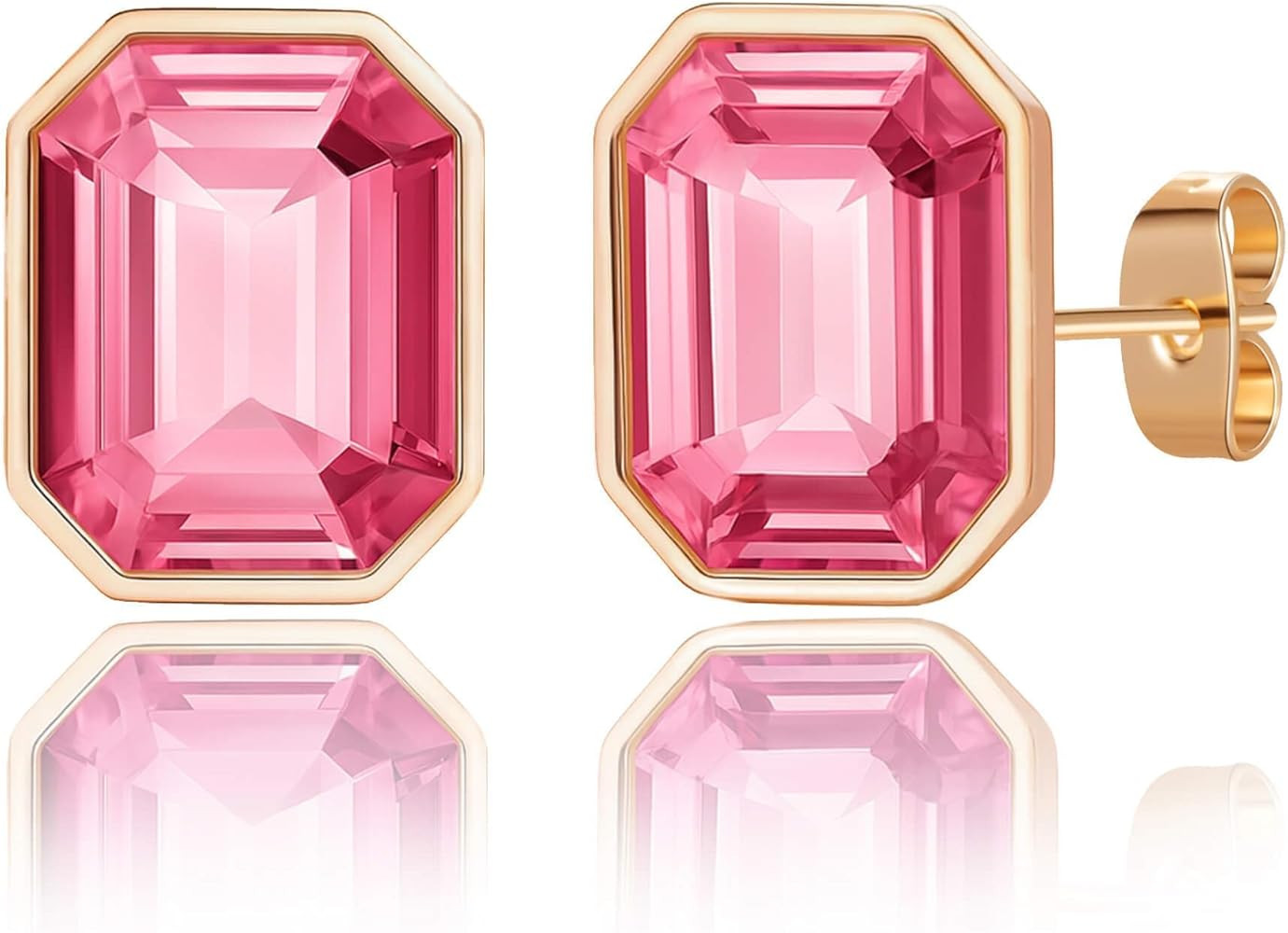 Austrian Crystal Octagon Stud Earrings for Women Fashion 925 Sterling Silver Hypoallergenic Jewel... | Amazon (US)