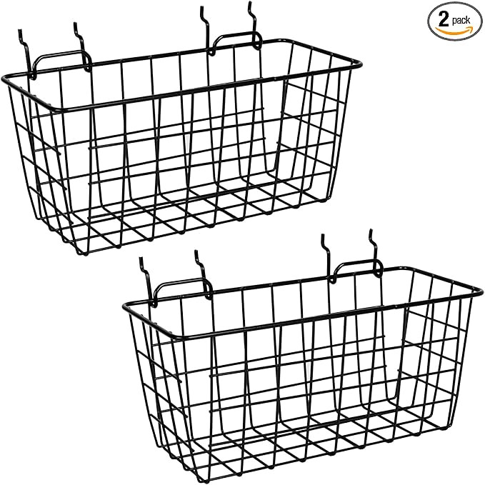 G.CORE 2 Pack Pegboard Baskets, Metal Shelves Hooks to 1/8" 1/4" Peg Boards, Peg Board Baskets Bi... | Amazon (US)
