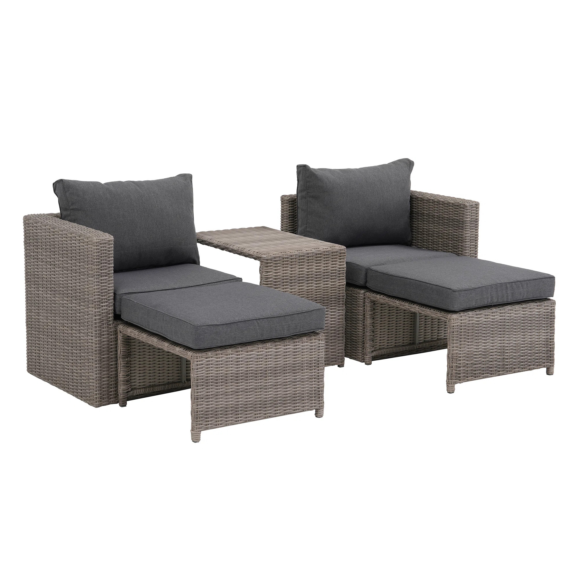 Morland 5 Piece PE Rattan Sectional Seating Group with Cushions | Wayfair North America