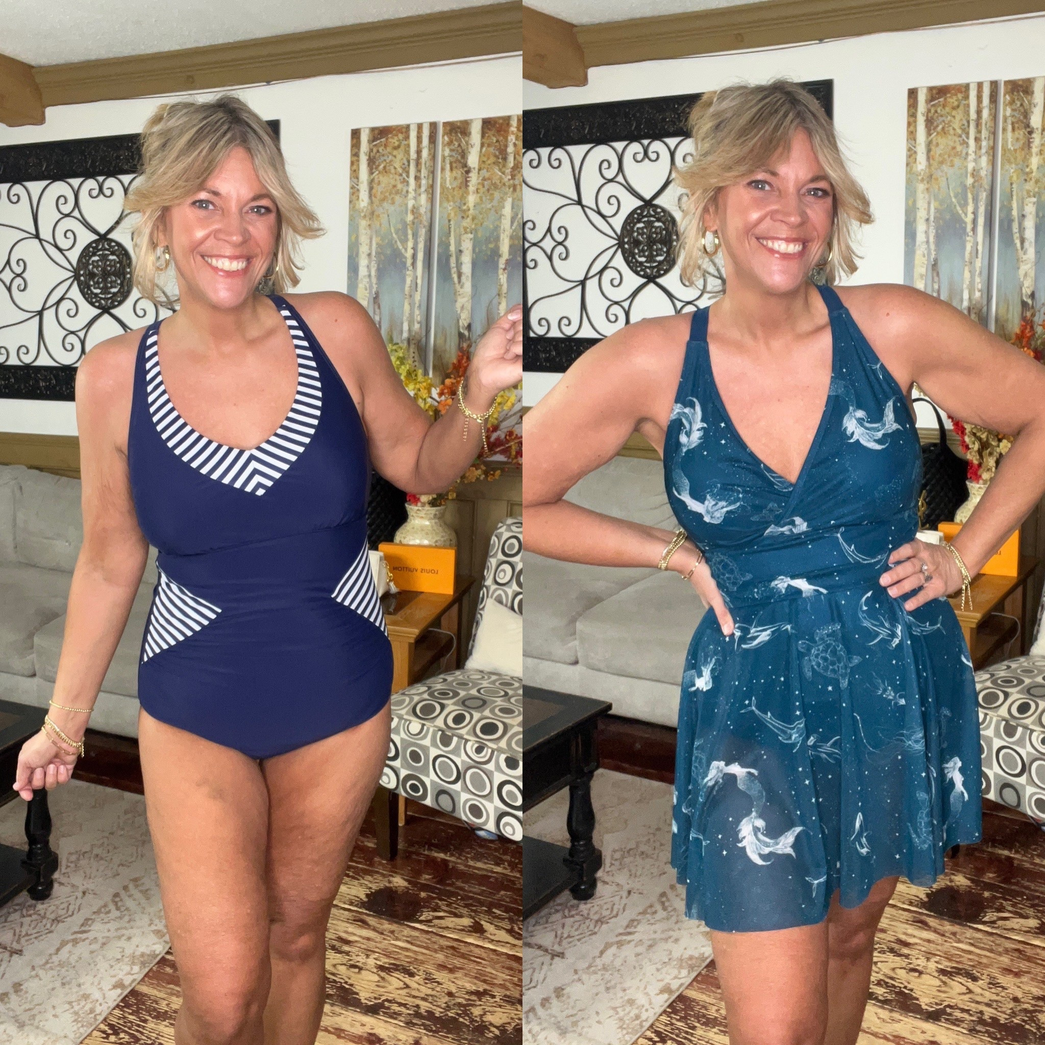 Bloomchic swimdress and one piece swimsuit with slimming stripes- size 12 in each style 

#LTKOver40 #LTKMidsize #LTKSeasonal
