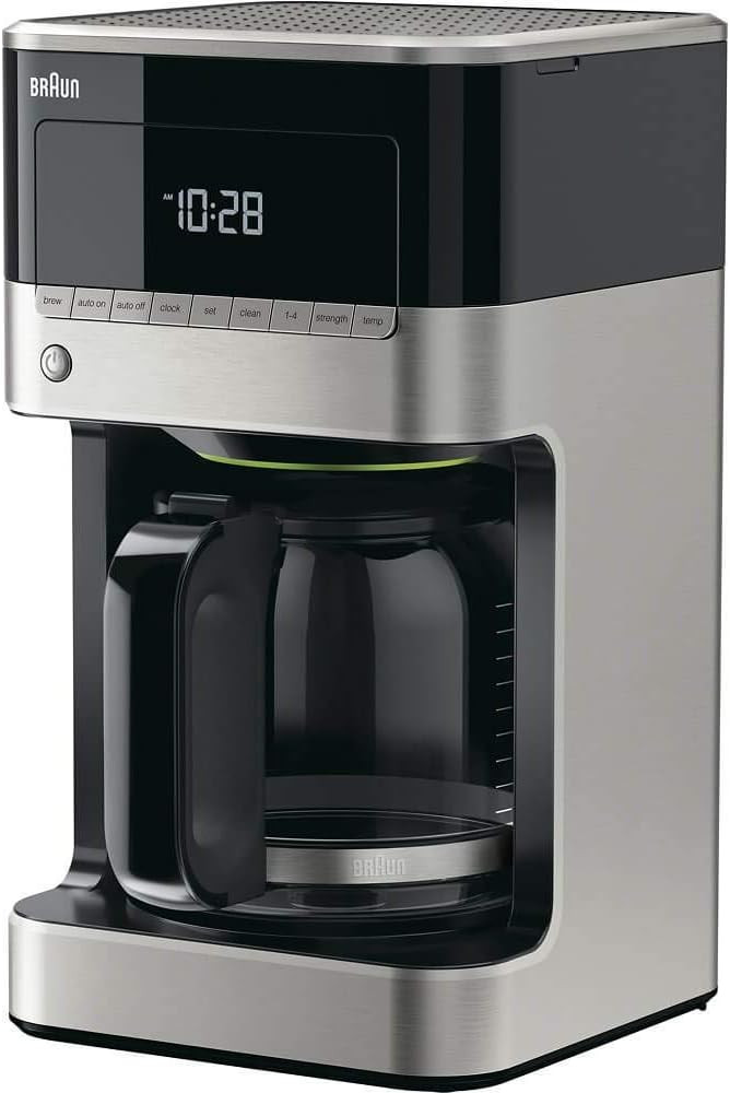 Braun BrewSense 12 Cup Drip Coffee Maker - Pause & Pour Mid Brew, Coffee Machine with 24-Hour Timer & Clock, Bold & Regular Strength, 1-4 Cup Functions, Self Clean, Auto Shutoff, Stainless Steel | Amazon (US)
