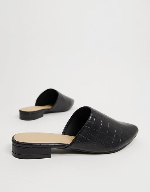 Truffle Collection flat mules in black | ASOS (Global)