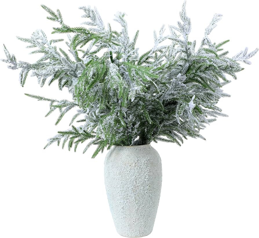 Zeyune 36 Inches Norfolk Pine Branch with Snow Christmas Norfolk Pine Stems Simulated Norfolk Pin... | Amazon (US)
