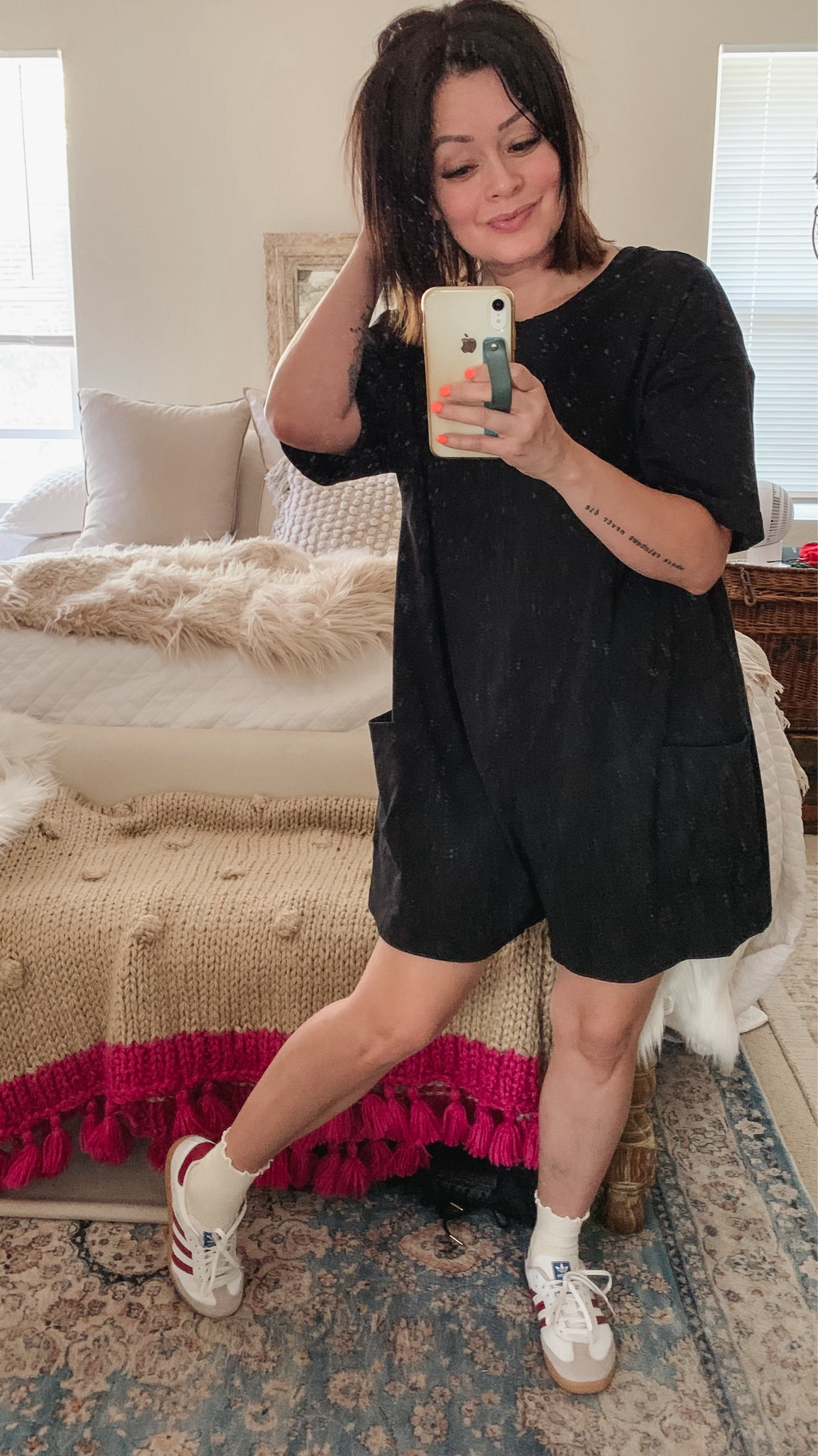 Wearing a small in the romper. Size 1.5 down in Adidas 



#LTKOver40 #LTKTravel #LTKSaleAlert