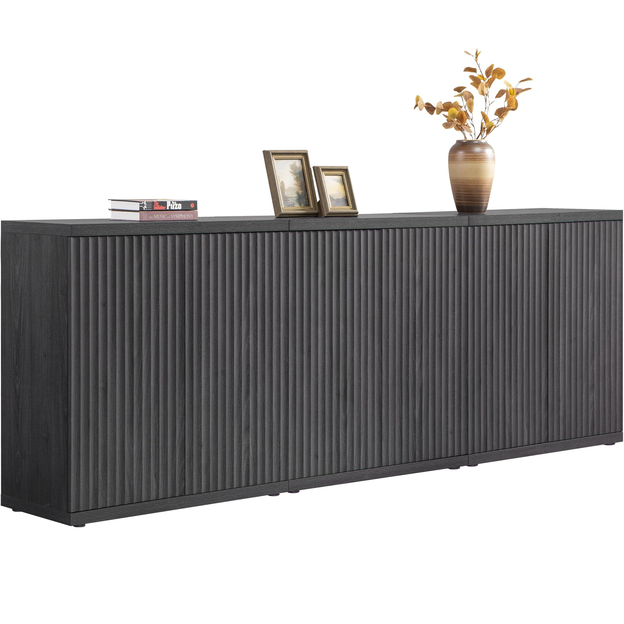SICOTAS Buffet Cabinet with Storage Accent Sideboard Modern Credenza with Doors & Shelves Fluted ... | Amazon (US)