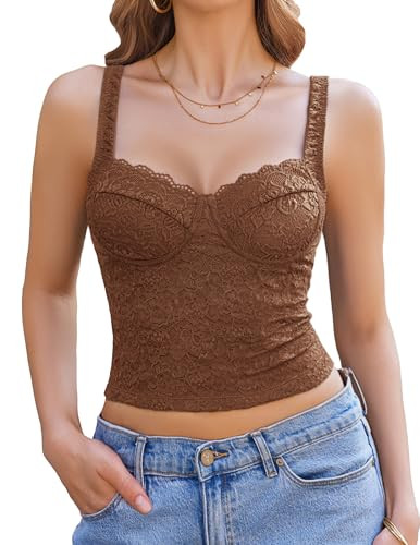 Avidlove Summer Lace Tank Tops Sweetheart Neck Crop Top Adjustable Strap Going Out 2026 Cami | Amazon (US)