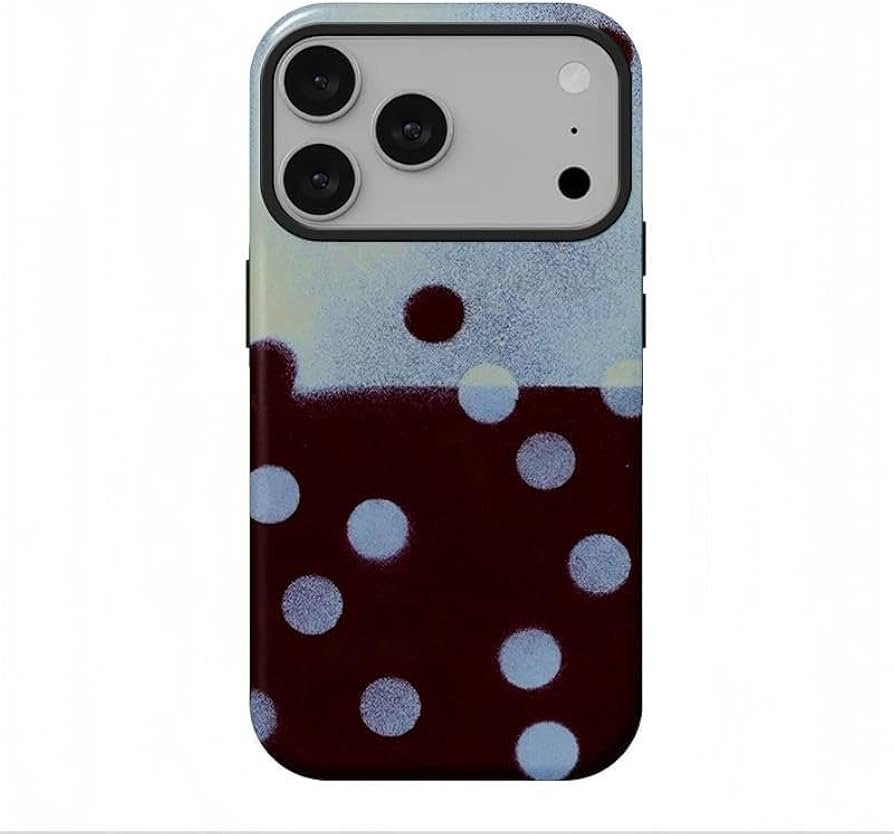 for iPhone 17 Pro case, Dreamy Mist Polka Dark Brown Phone Case, Dual Layer Shockproof Protective... | Amazon (US)