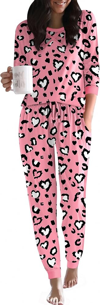 Ekouaer Pajamas For Women Comfy Long Sleeve Jogger Set Lounge Pjs Set With Pockets | Amazon (US)