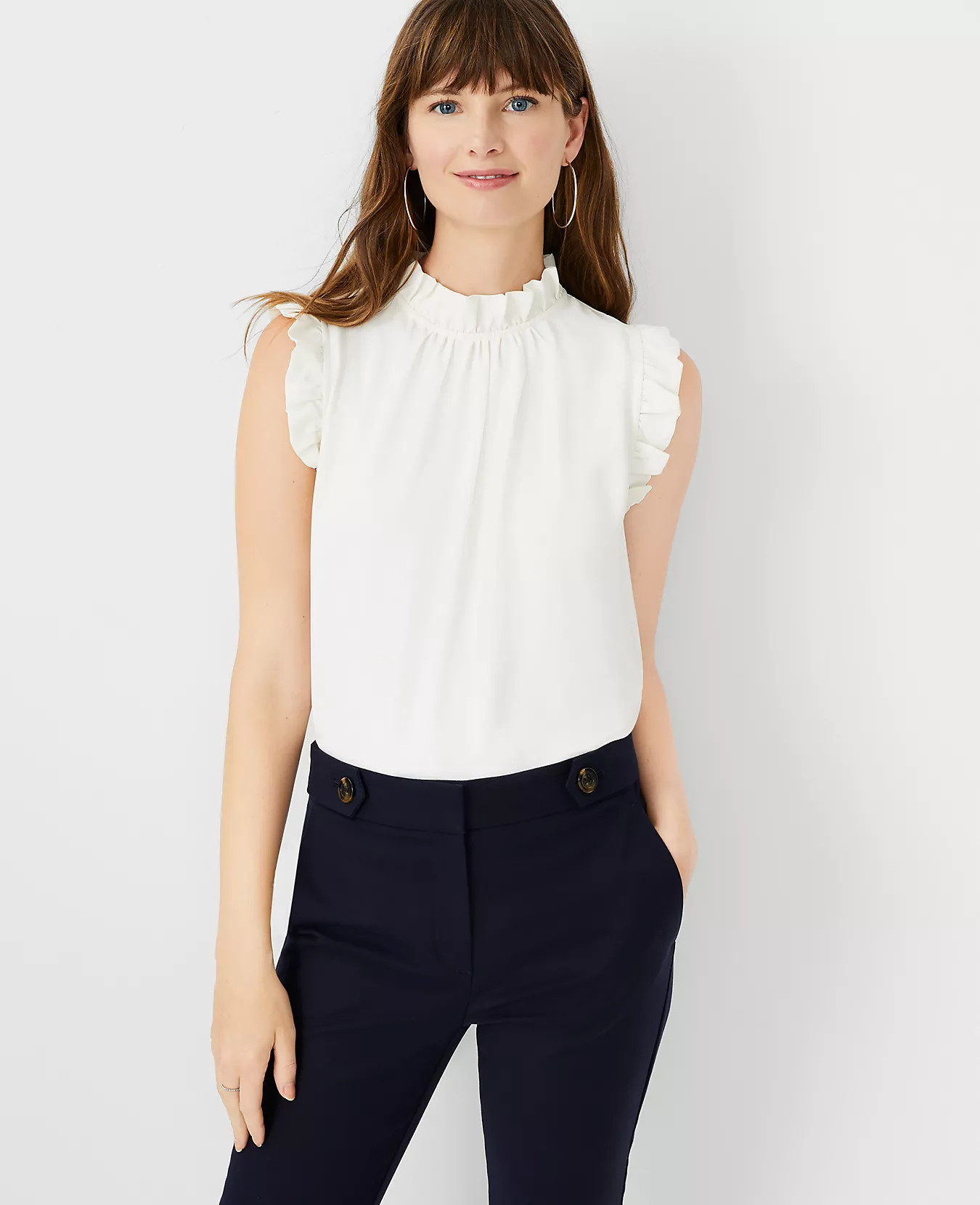 Mixed Media Ruffle Shell | Ann Taylor | Ann Taylor (US)