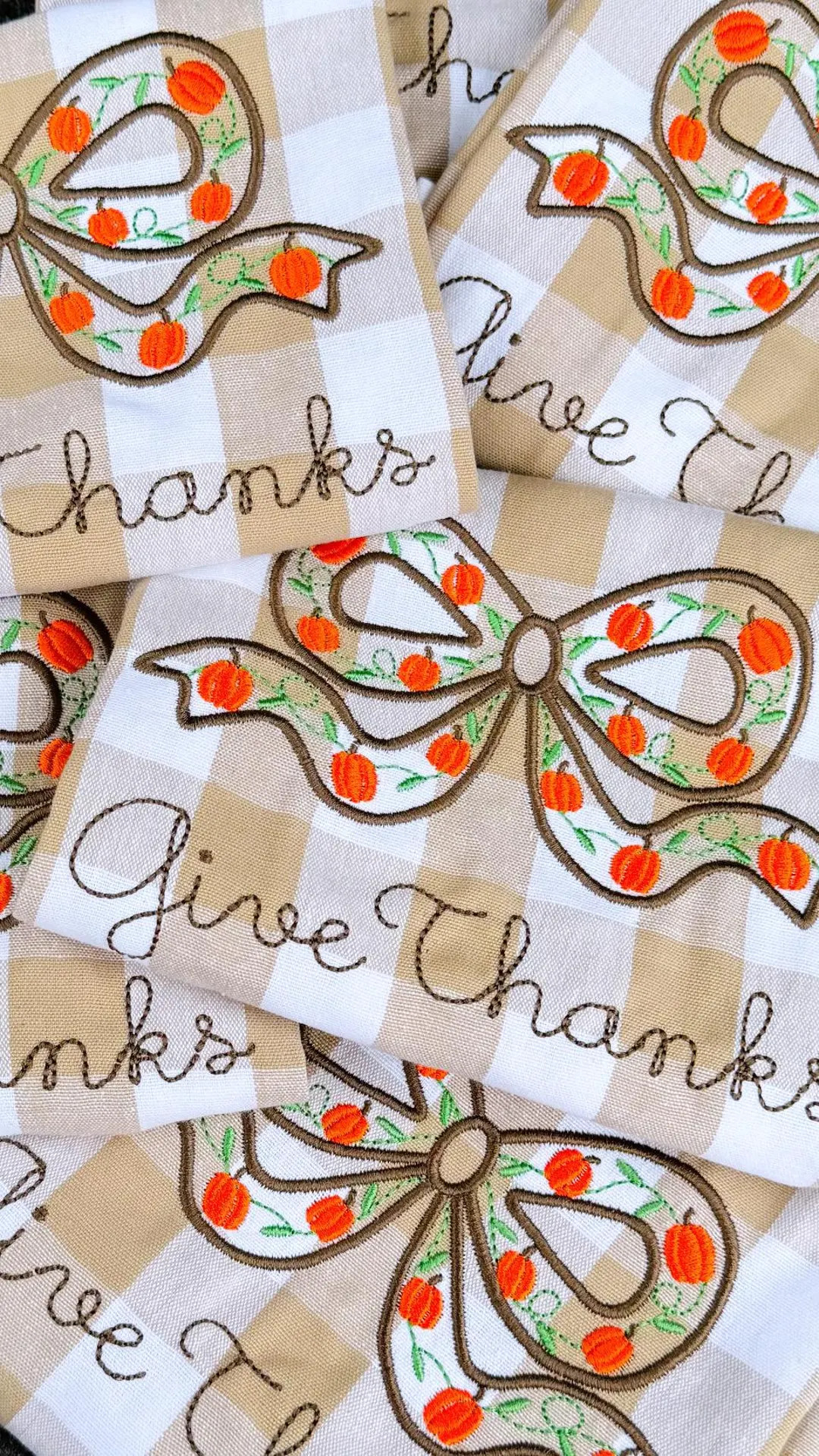 Give Thanks Pumpkin Bow Tea Towel - Etsy | Etsy (US)