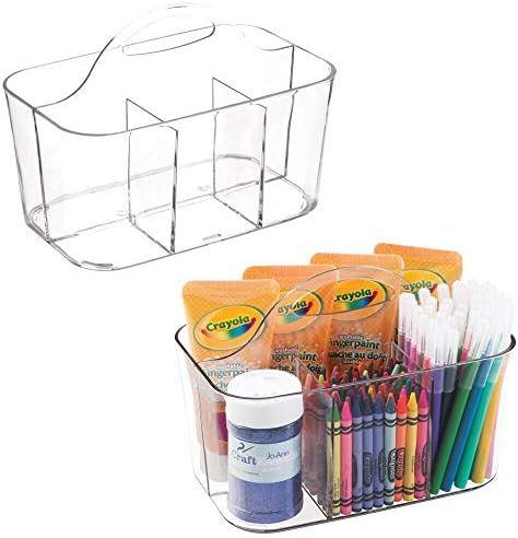 mDesign Plastic Portable Craft Storage Organizer Caddy Tote, Divided Basket Bin for Craft, Sewing... | Amazon (US)