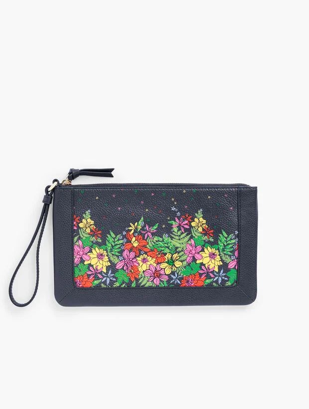 Blissful Floral Pebbled Leather Wristlet | Talbots