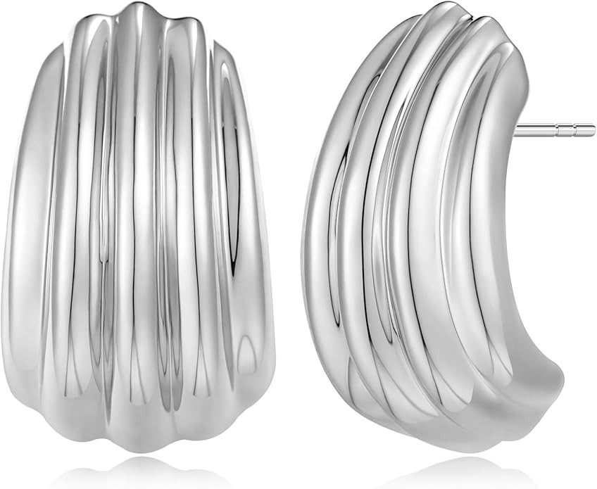 MUYAN Chunky Gold Textured Earrings for Women Trendy Minimalist Large Chunky Studs Fashion Jewelr... | Amazon (US)