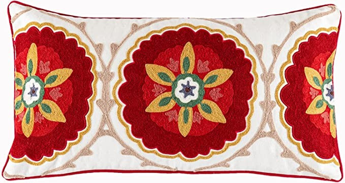 YURICO Cotton Linen Throw Pillow Covers Vintage Farmhouse Boho Embroidered Decorative Personalize... | Amazon (US)