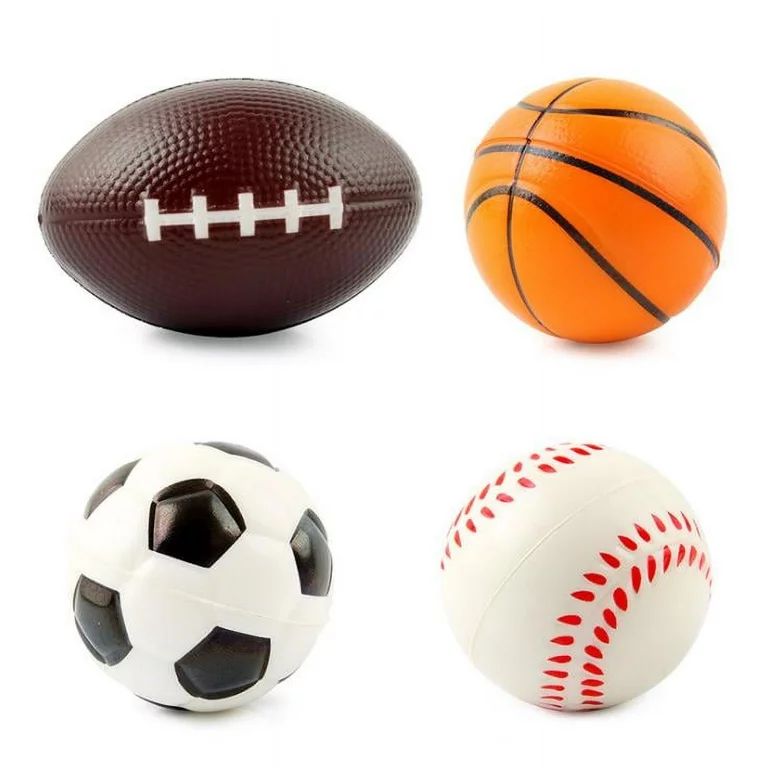 Grip Ball Rugby Basketball Football Foam Ball, Set of 4 Balls for Toddlers Soft Soccer Ball, Base... | Walmart (US)