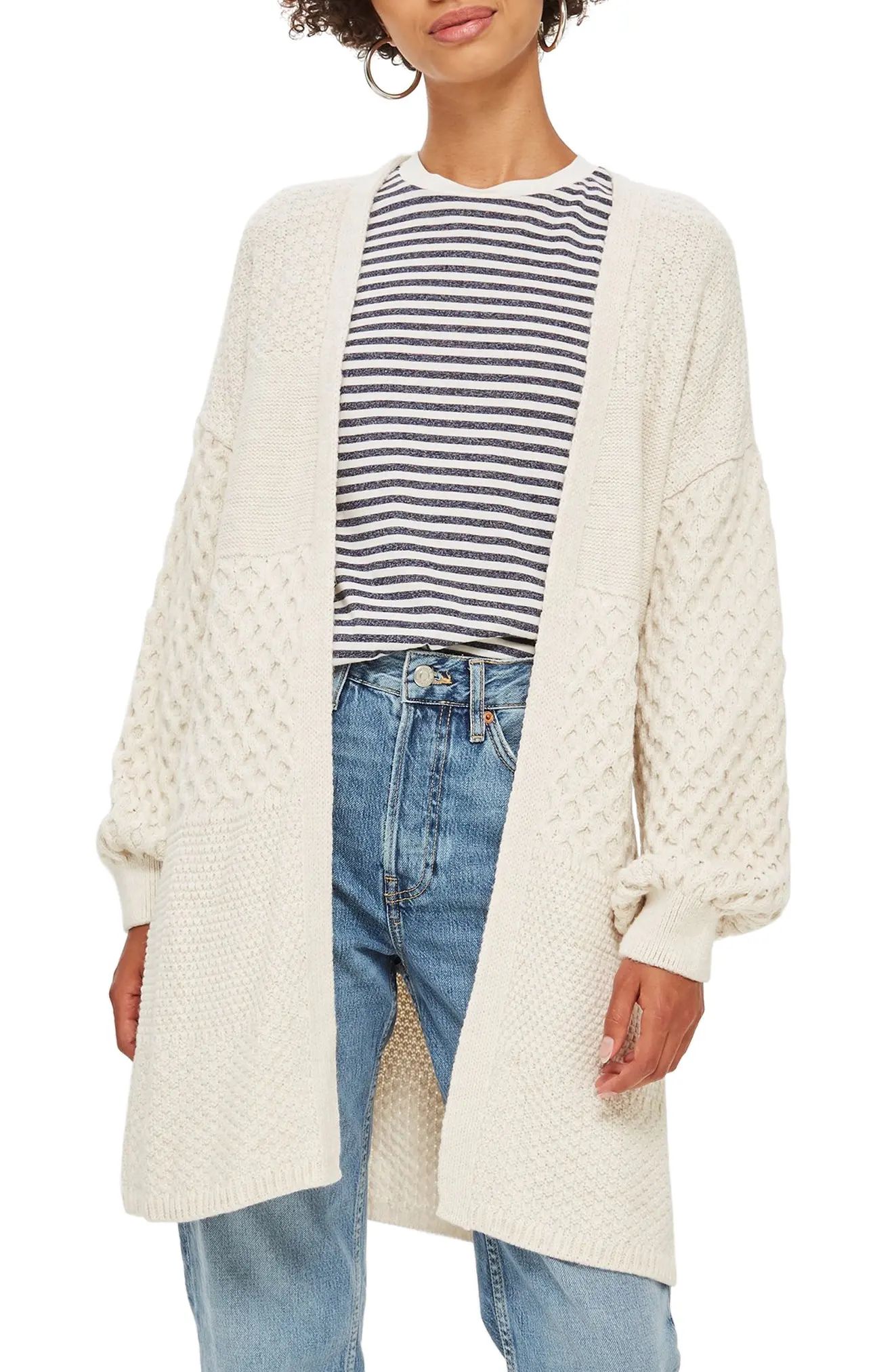 Topshop Honeycomb Sleeve Oversize Cardigan | Nordstrom