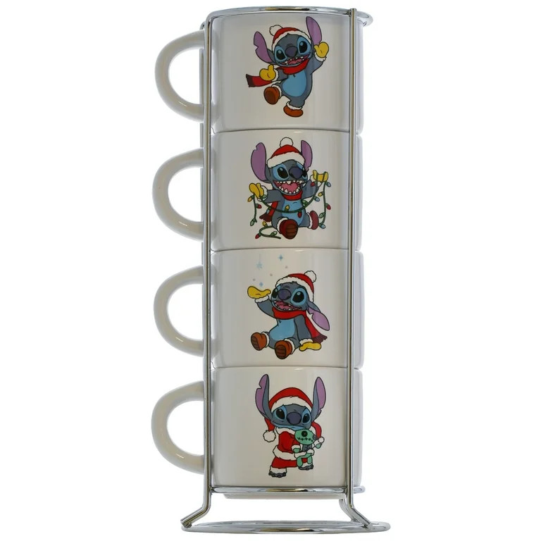 Lilo and Stitch Holiday Stackable Ceramic Espresso Mug Set, 3 oz, 4 Piece | Walmart (US)