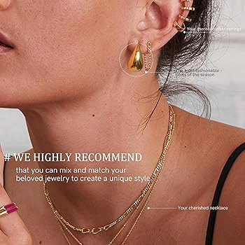 EXGOX Chunky Gold Hoop Earrings for Women, Lightweight Teardrop Earrings Hypoallergenic Gold Plat... | Amazon (UK)