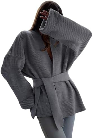 utcoco Womens Oversized Knit Cardigan Belted Wrap Sweater Long Sleeve Loose Fit Open Front Coat f... | Amazon (US)
