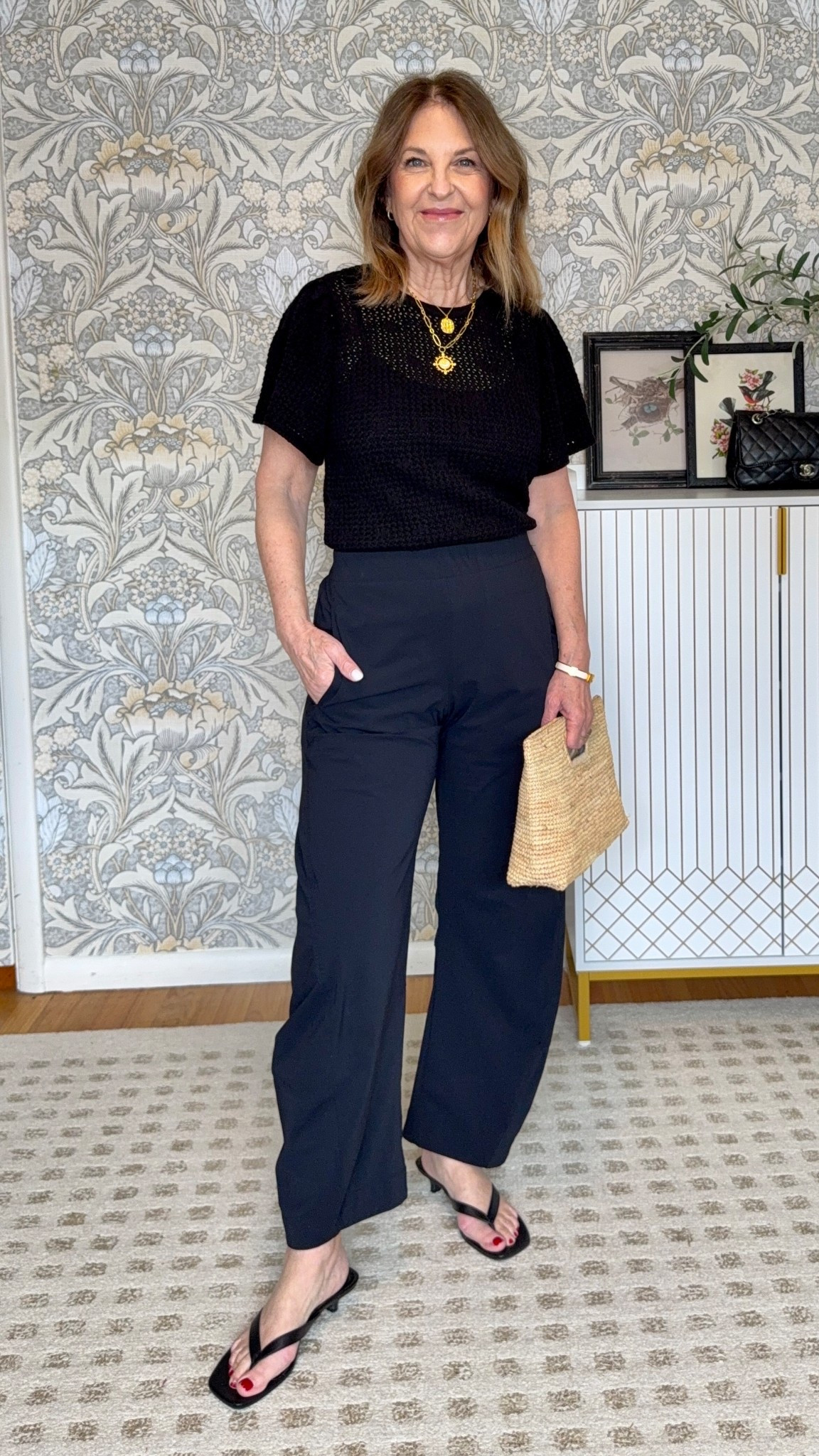 How I style the Ruti viral pant. 

This top is so cute and fits tts. Open knit, has a matching camisole. 

I'm wearing the ruti pant black regular size 2. Also available in petite sizes.  They are so comfortable.  They run tts. 

Ruti pant currently on sale. 

#LTKSaleAlert #LTKOver40 #LTKPetite