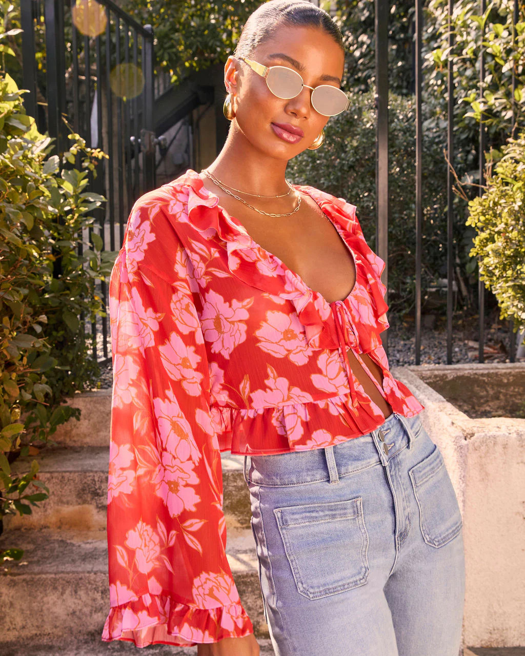 Lovers Bloom Floral Ruffle Blouse | VICI