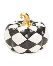 8in Ceramic Checkered Pumpkin Decor | TJ Maxx