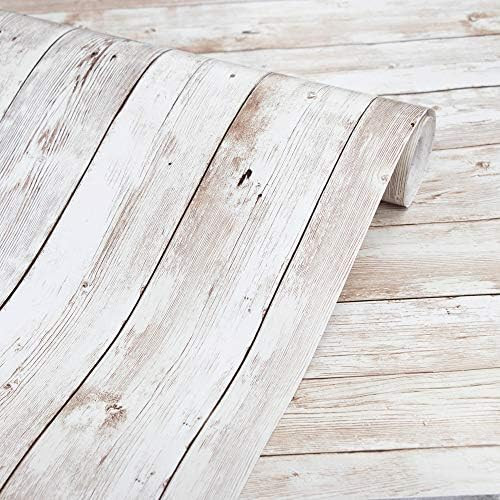 Wood Wallpaper 17.71" X 118" Self-Adhesive Removable Wood Peel and Stick Wallpaper Decorative Wal... | Amazon (US)