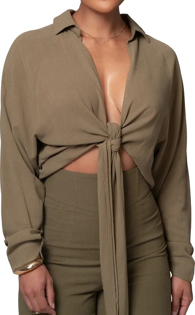 JLUXLABEL Soho Tie Front Crop Shirt | Nordstrom | Nordstrom