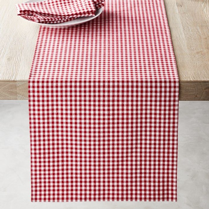 Gingham Table Runner, 16&amp;quot; X 108&amp;quot;, Gingham Red | Williams-Sonoma